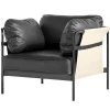 HAY Sitzgelegenheiten-Can Loungesessel, schwarzes Leder - naturbelassener Stramin - Ge