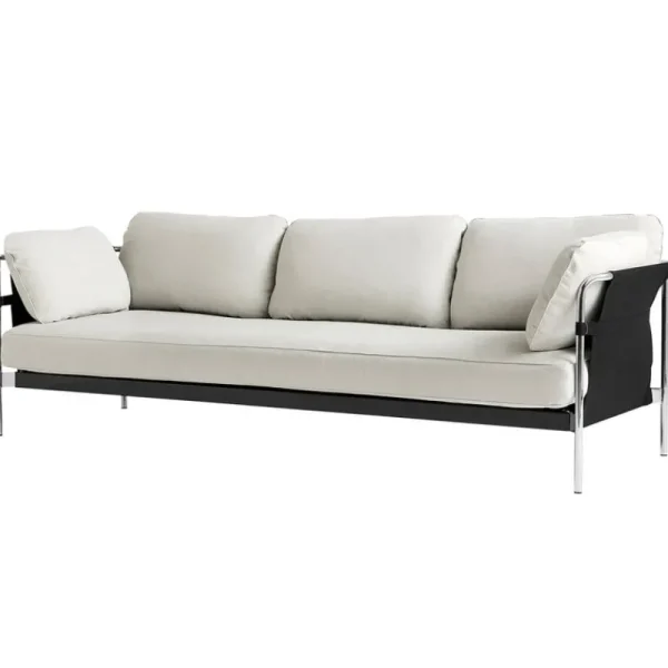 Fredericia Sofas Und Liegen-HAY Can Sofa, Dreisitzer, Ruskin 05 - schwarzer Stramin - Chromgeste