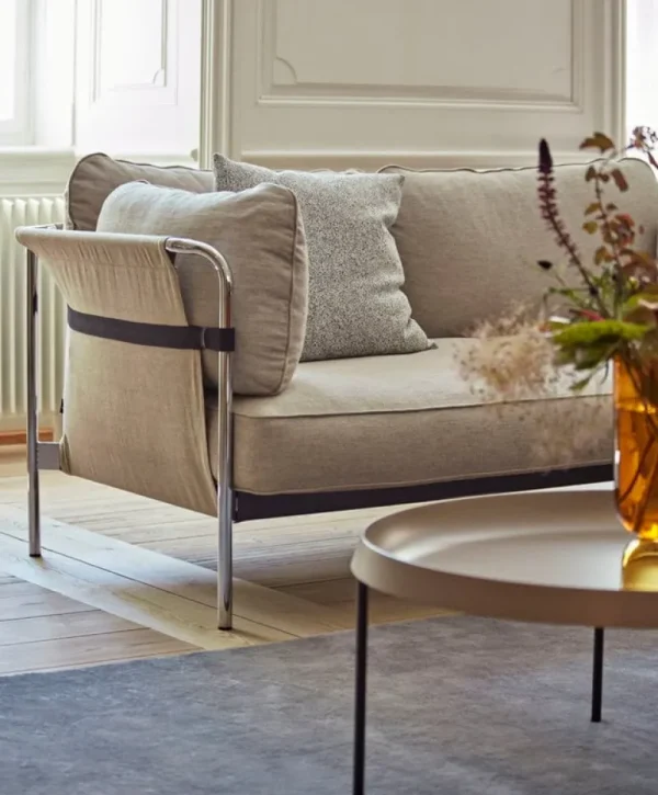 Fredericia Sofas Und Liegen-HAY Can Sofa, Dreisitzer, Ruskin 05 - schwarzer Stramin - Chromgeste