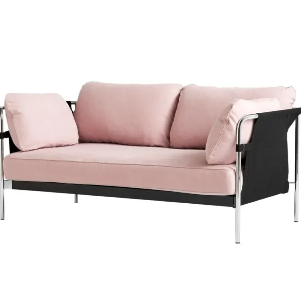 HAY Sofas Und Liegen-Can Sofa, Zweisitzer, Linara 415 - schwarzer Stramin - Chromgest