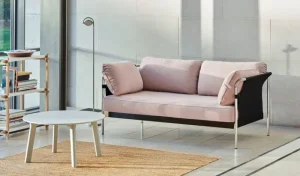 HAY Sofas Und Liegen-Can Sofa, Zweisitzer, Linara 415 - schwarzer Stramin - Chromgest