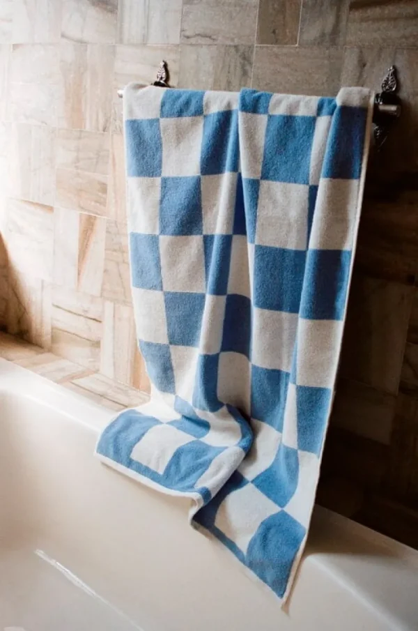 Kinder HAY Textilien Für Kinder | Badezimmertextilien^Check Badetuch, 70 x 136 cm, Himmelblau