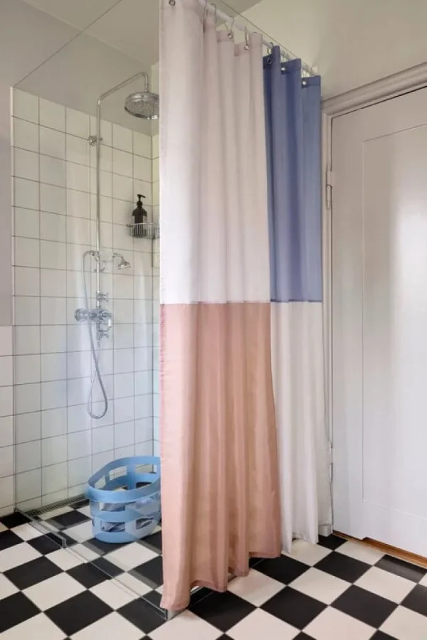 HAY Badezimmertextilien^Check Duschvorhang, Blau