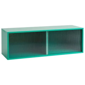 Audo Copenhagen Aufbewahrungsmöbel | Regale-HAY Colour Cabinet mit Glastüren, wandmontiert, 120 cm, dunkles Mint
