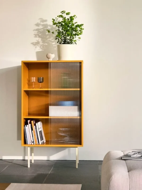 HAY Aufbewahrungsmöbel-Colour Cabinet mit Glastüren, hoch, Gelb