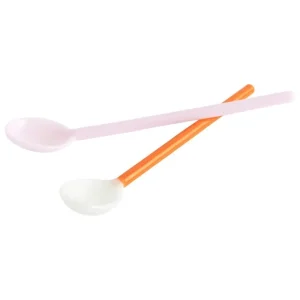 HAY Servierutensilien | Besteck^Duo Glaslöffel, 2 Stück, Hellrosa - Leuchtorange