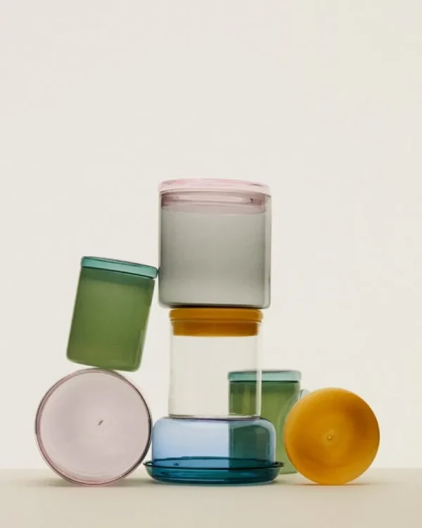 HAY Küchenutensilien^Gefäß aus Glas, L, Grau – Rosa
