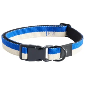 HAY Haustiere^Dogs Hundehalsband, glatt, M-L, Blau - Cremeweiß