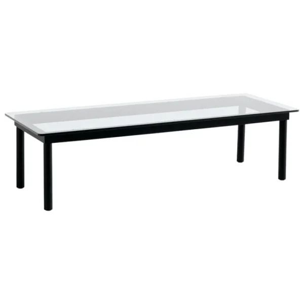 HAY Tische-Kofi Tisch, 140 × 50 cm, Eiche schwarz lackiert - Klarglas