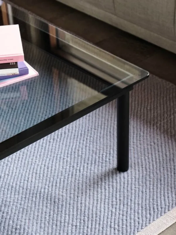 Fogia Tische-HAY Kofi Tisch, 80 × 80 cm, Eiche schwarz lackiert - Klarglas