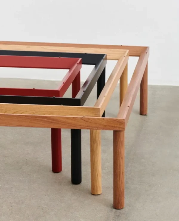 HAY Tische-Kofi Tisch, 140 × 50 cm, Eiche schwarz lackiert - Klarglas