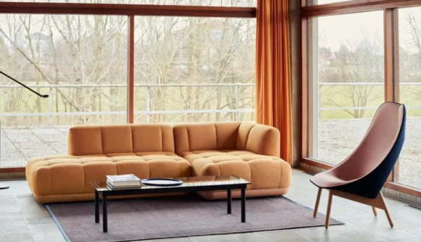 HAY Tische-Kofi Tisch, 140 × 50 cm, Eiche schwarz lackiert - Klarglas