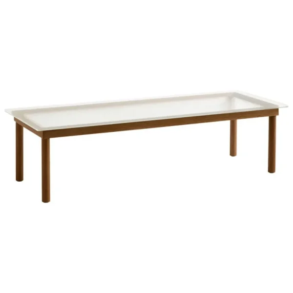 Viccarbe Tische-HAY Kofi Tisch, 140 × 50 cm, Walnuss lackiert - geriffeltes Glas