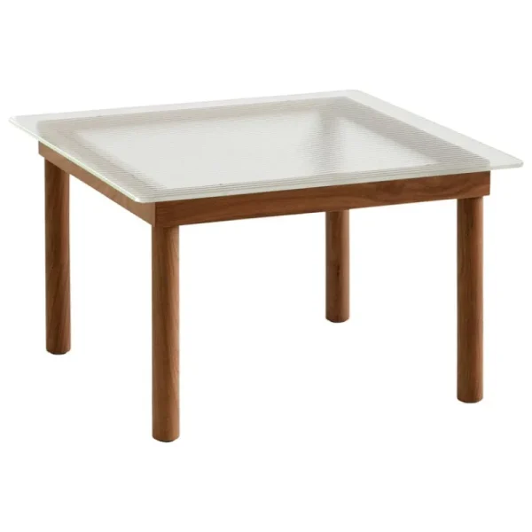 TIPTOE Tische-HAY Kofi Tisch, 60 × 60 cm, Walnuss lackiert - geriffeltes Glas