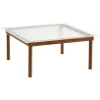 Fogia Tische-HAY Kofi Tisch, 80 × 80 cm, Walnuss lackiert - geriffeltes Glas