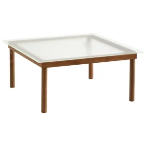 Fogia Tische-HAY Kofi Tisch, 80 × 80 cm, Walnuss lackiert - geriffeltes Glas
