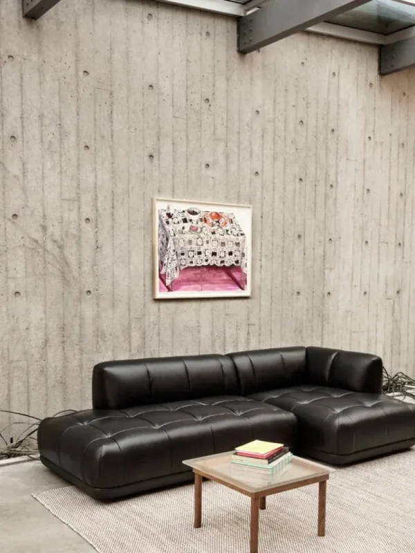 TIPTOE Tische-HAY Kofi Tisch, 60 × 60 cm, Walnuss lackiert - geriffeltes Glas