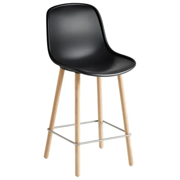 NORR11 Sitzgelegenheiten-HAY Neu 12 Barhocker, weiches Schwarz – Eiche – Stahl