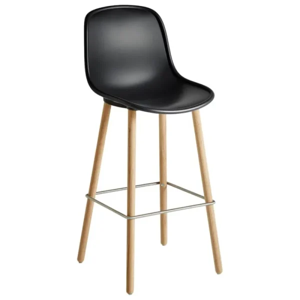 NORR11 Sitzgelegenheiten-HAY Neu 12 Barhocker, weiches Schwarz – Eiche – Stahl
