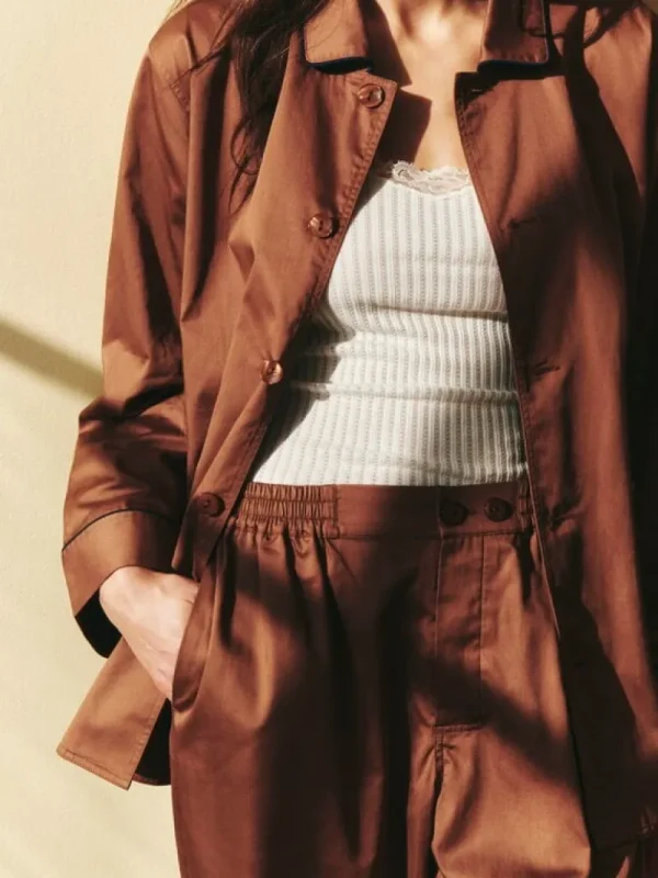 HAY Badezimmertextilien | Bettwäsche^Outline Pyjama-Oberteil, langärmlig, Milchschokolade