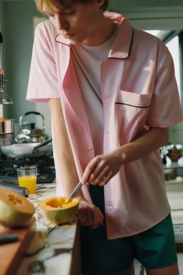 HAY Badezimmertextilien | Bettwäsche^Outline Pyjamashirt, kurzärmelig, Hellrosa
