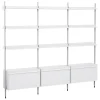 String Furniture Regale-HAY Pier System 133 Regal, 3 Säulen, PS weiß - Aluminium