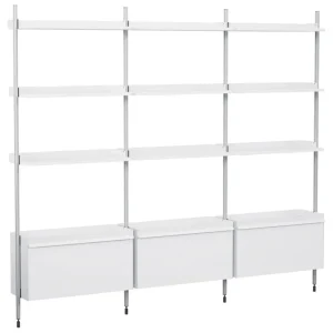 String Furniture Regale-HAY Pier System 133 Regal, 3 Säulen, PS weiß - Aluminium