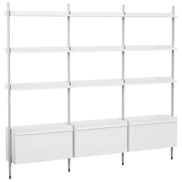 String Furniture Regale-HAY Pier System 133 Regal, 3 Säulen, PS weiß - Aluminium