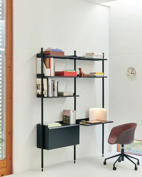 String Furniture Regale | Tische-HAY Pier System 12 Regal, 2 Säulen, PS schwarz - schwarz