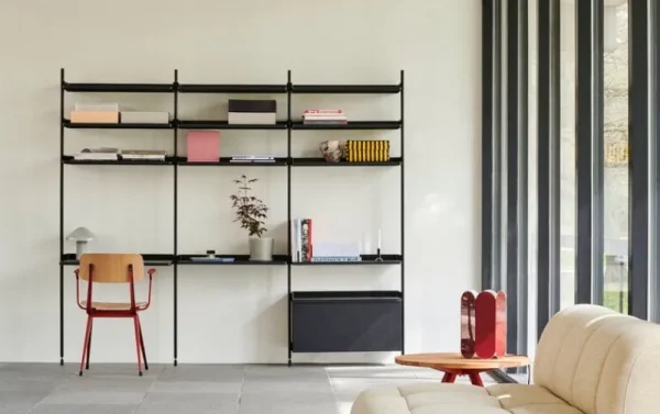 String Furniture Regale | Tische-HAY Pier System 13 Regal, 3 Säulen, PS schwarz