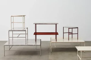 Kartell Tische-HAY Rebar Beistelltisch, 45 cm, Alabaster - beiger Marmor