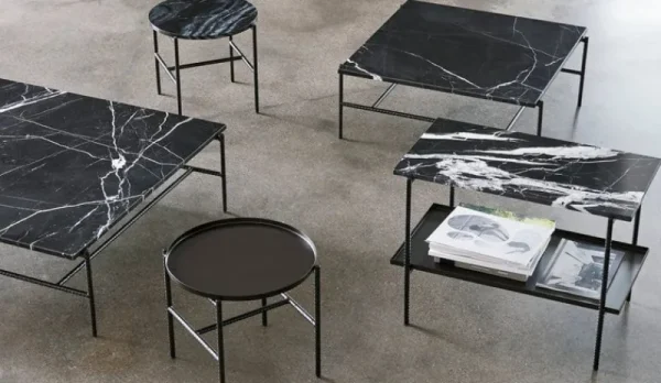 Serax Tische-HAY Rebar Couchtisch, 80 x 83 cm, schwarz - Marmor schwarz
