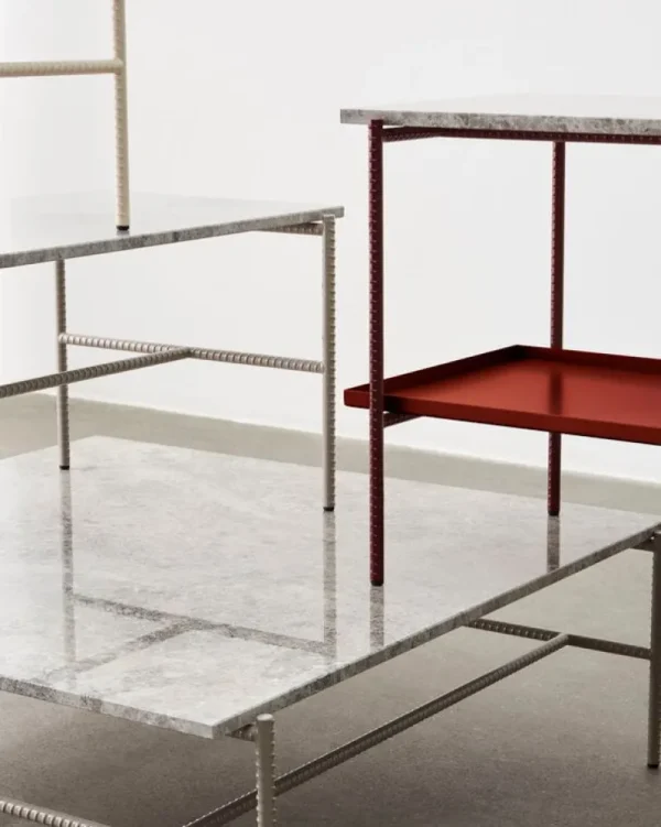 HAY Tische-Rebar Couchtisch, 80 x 49 cm, Fossilgrau - grauer Marmor