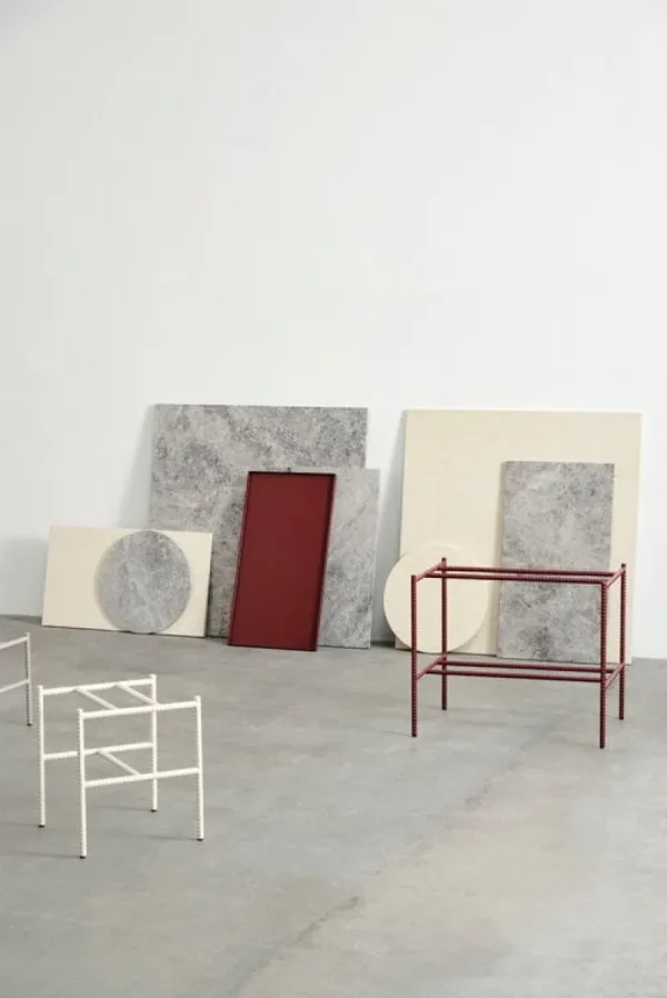 HAY Tische-Rebar Couchtisch, 80 x 49 cm, Fossilgrau - grauer Marmor