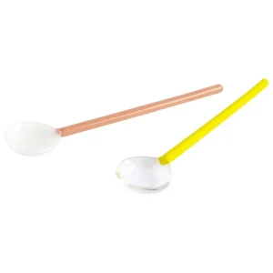 HAY Servierutensilien | Besteck^Round Glaslöffel, 2 Stück, Leuchtgelb - Braun