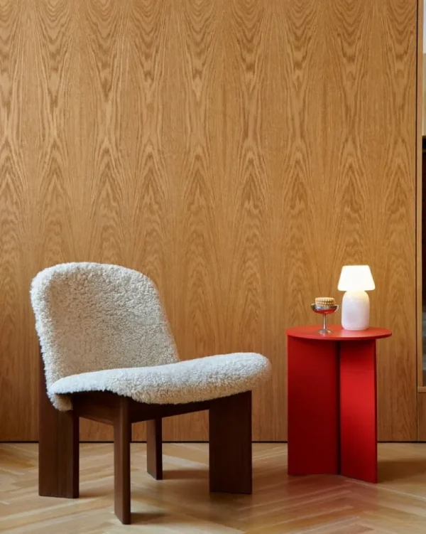 HAY Tische-Slit Wood Tisch, 35 cm, hoch, Bonbon-Rot
