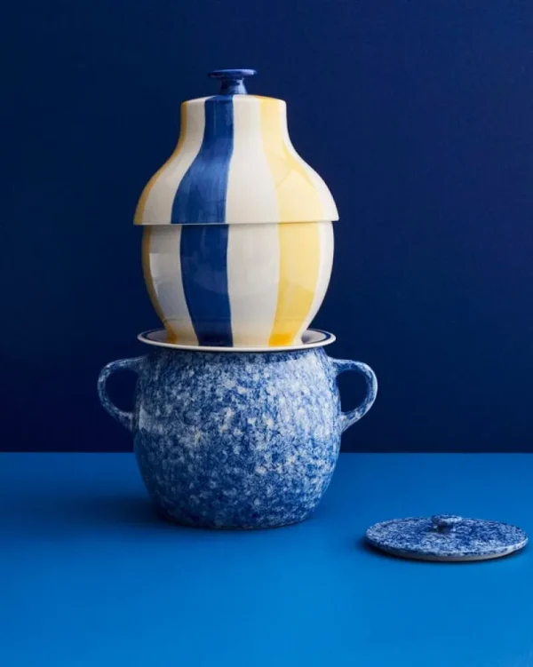 HAY Küchenutensilien^Sobremesa Keksdose, gestreift, Blau - Gelb