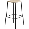 Made by Choice Sitzgelegenheiten-HAY Soft Edge 80 Barhocker, 75 cm, Schwarz – Eiche lackiert