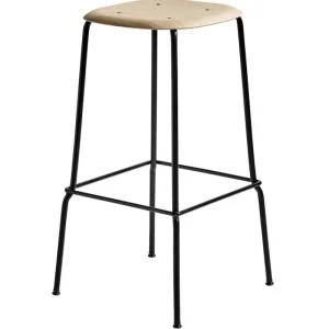 Made by Choice Sitzgelegenheiten-HAY Soft Edge 80 Barhocker, 75 cm, Schwarz – Eiche lackiert