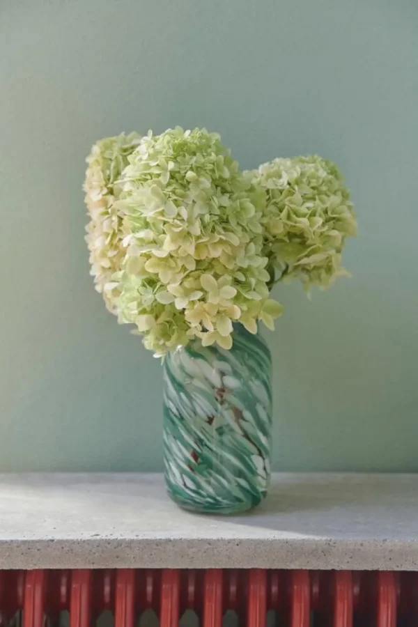 Audo Copenhagen Vasen-HAY Splash Vase, gerollter Rand, S, Green Swirl