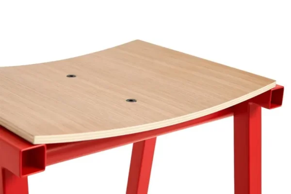 HAY Sitzgelegenheiten-Taburete 8 Barhocker, niedrig, 65 cm, signalrot - Eiche lackiert