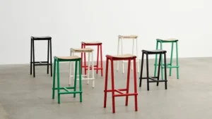 Hem Sitzgelegenheiten-HAY Taburete 8 Barhocker, niedrig, 65 cm, Eierschale - Eiche lackiert