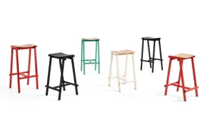 Hem Sitzgelegenheiten-HAY Taburete 8 Barhocker, niedrig, 65 cm, Eierschale - Eiche lackiert