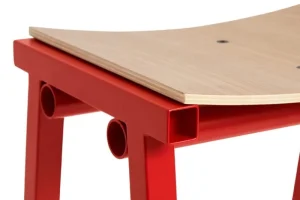 HAY Sitzgelegenheiten-Taburete 8 Barhocker, niedrig, 65 cm, signalrot - Eiche lackiert