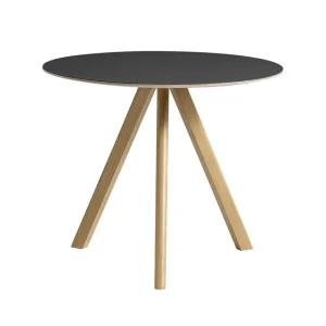 Vitra Tische-HAY Tisch CPH20 2.0, 90 cm, Eiche lackiert - schwarzes Linoleum