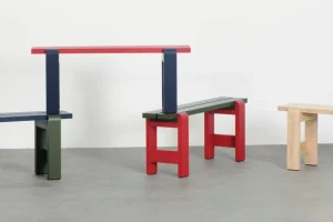 HAY Terrassenmöbel^Weekday Duo Bank, 111 x 23 cm, Stahlblau - Olivgrün
