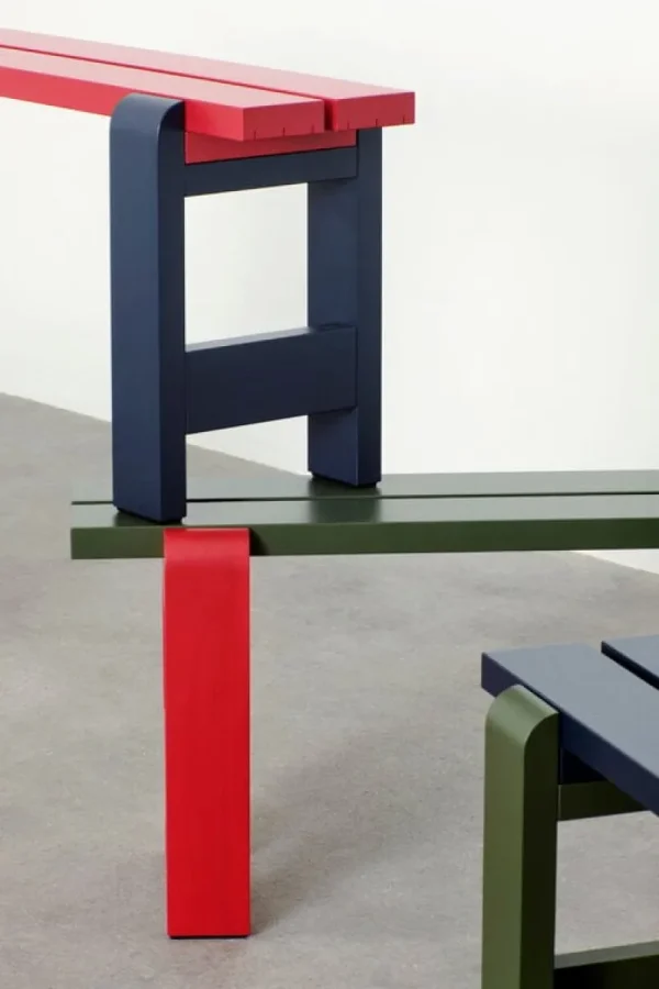 HAY Terrassenmöbel^Weekday Duo Bank, 111 x 23 cm, Stahlblau - Olivgrün