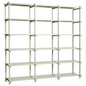 Artek Regale-HAY Woody 2.0 Regal, hoch, rauchig graue Buche - rauchig grauer Stahl