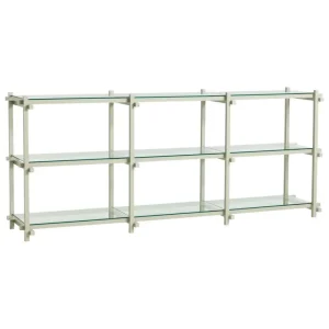 String Furniture Regale-HAY Woody 2.0 Regal, niedrig, rauchig graue Buche - klares Glas