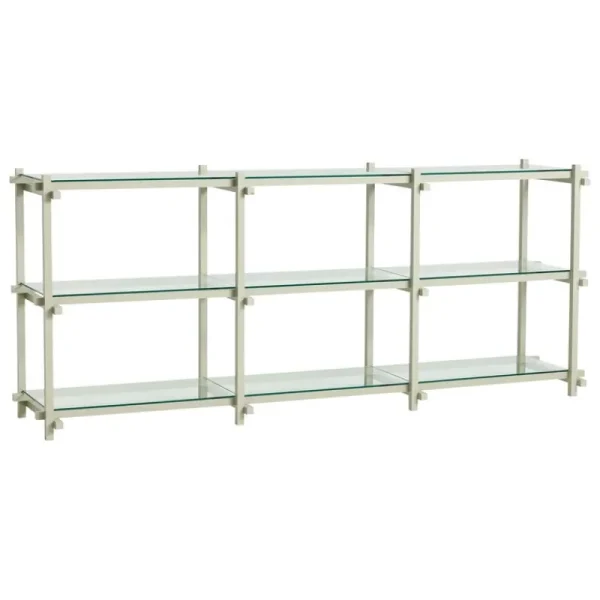 String Furniture Regale-HAY Woody 2.0 Regal, niedrig, rauchig graue Buche - klares Glas